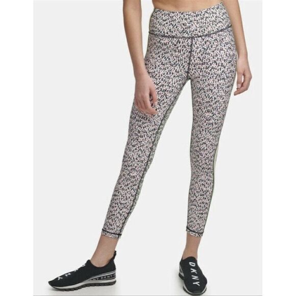 DKNY Sport Black Multicolor Confetti Print High Waist Leggings Women's Small NWT - Picture 1 of 8